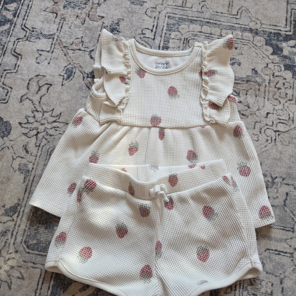 Carter's Cream and Pink Strawberry Baby Set